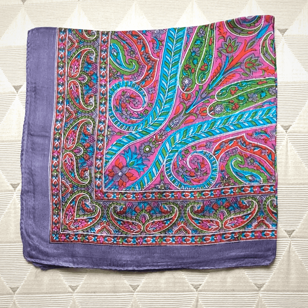 Blue Silk Scarf with hand-finished edges pure silk accessory