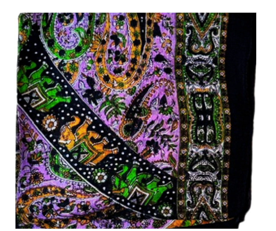 Colorful hand-hemmed lightweight silk scarf with vibrant patterns for elegant style and Christmas gift